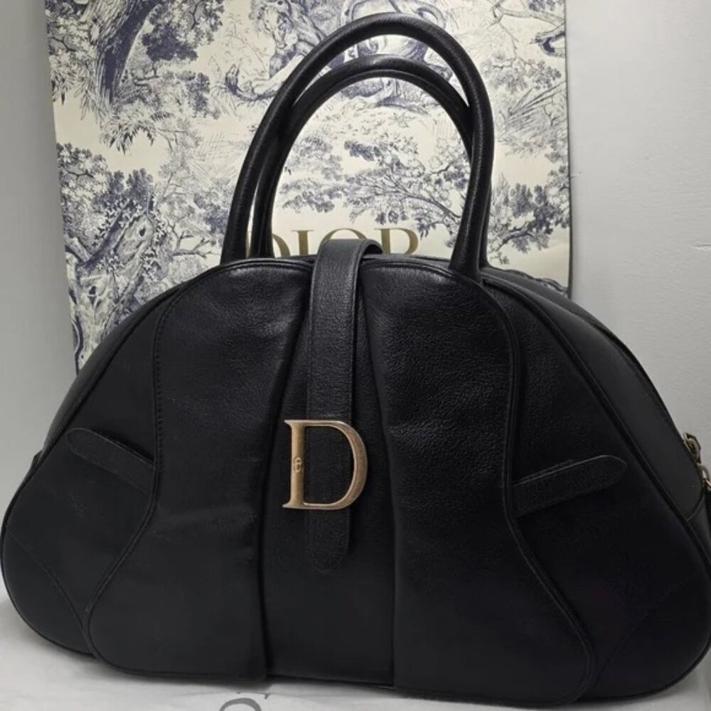 Dior Black Double Saddle Leather Bag